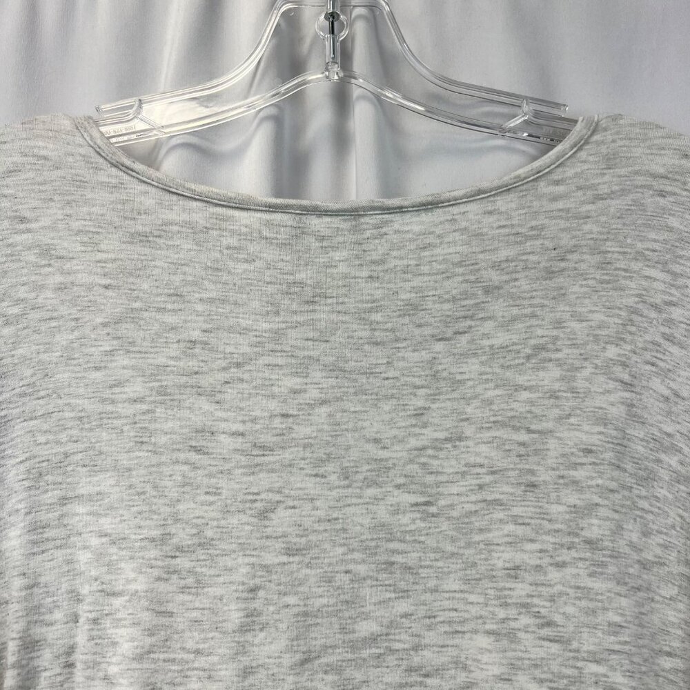Christopher & Banks Womens Round Kneck Top Heather Gray/Ivory Lace Trim Large - Picture 6 of 9